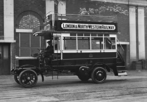 Black And White Bus Photos Prints: 1908 Commer bus. Creator: Unknown