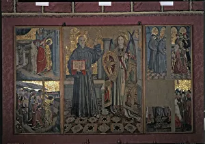 Gothic Panel Painting Print: Radiant Ecclesiastical Figures