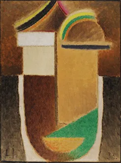 Private Collection Fine Arts Prints: Abstract Head (Constructive Head), 1933. Creator: Jawlensky, Alexei, von (1864-1941)
