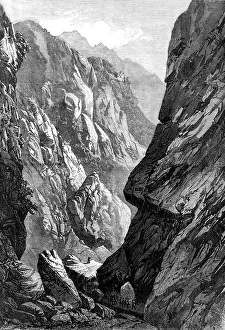 The Abyssinian Expedition: Middle Sooroo Defile in Senafe Pass, 1868 Print