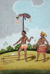 Acrobats Print, c1850 - A group of performers in mid-performance