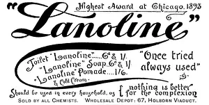 Advertisement Print for Lanoline, 1895