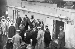 Admiral Jellicoes farewell to Lord Kitchener, First World War, 1914-1916, (c1920) Admiral Jellicoes farewell to Lord Kitchener, First World War, 1914-1916, (c1920)