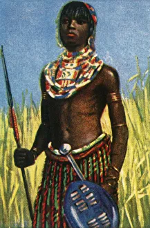 Traditional Tribal Clothing Prints: African warrior, c1928. Creator: Unknown