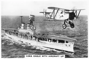 The aircraft carrier HMS Eagle and a Fairey Flycatcher aircraft, (1937) The aircraft carrier HMS Eagle and a Fairey Flycatcher aircraft, (1937)