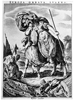 Allegorial view of Europe, early 17th century (1926).Artist: Cornelis de Visscher Allegorial view of Europe, early 17th century (1926).Artist: Cornelis de Visscher