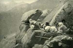 Prints of An Ambuscade, (1901). Ambush during the Second Afghan War, Afghanistan, in 1878: local fighters lie in wait for British forces. After a painting made late 19th-early 20th century Related Prints: An Ambuscade, 1878 Print, Second Afghan War