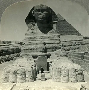 Ancient Egyptian Artifacts Prints: The Ancient Sphinx and Recent Excavations, Giza, Egypt, c1930s. Creator: Unknown