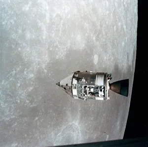 American Space Travel History Prints: The Apollo 15 Command and Service Modules in lunar orbit, 1971. Artist: NASA