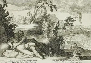 Print of Apollo and Coronis, a woodcut from 1590