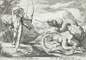Ovid Metamorphoses Illustration Prints: Apollo Killing the Python, published 1589. Creator: Hendrik Goltzius