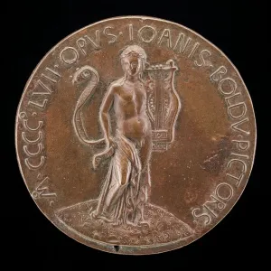 Greek Mythology Gods Prints: Apollo with Lyre and Long Scroll [reverse], 1457. Creator: Giovanni Boldu