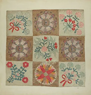 Applique and Patchwork Quilt Print, c. 1939