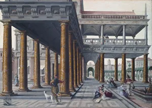 Early Netherlandish Art Images Prints: Architectural Caprice with Figures