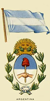 Blue And White Striped Flag Prints: Argentina, c1935. Creator: Unknown