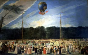 Ascent of a Montgolfier Balloon in Madrid, oil on canvas by Antonio Carnicero Ascent of a Montgolfier Balloon in Madrid, oil on canvas by Antonio Carnicero