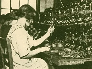 British Telecommunications History Prints: Assembling the New Automatic Telephones Ready for Distribution to Subscribers, c1930