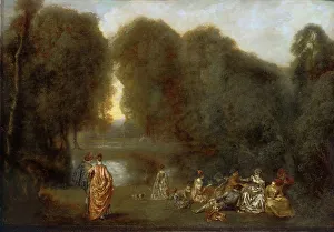 Jean-Antoine Watteau Prints: Heritage Images Print of Assembly in a Park, ca 1717