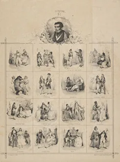 Victor Adam Artwork Prints: Augustin-Eugene Scribe with Characters, 19th century. Creator: Victor Adam