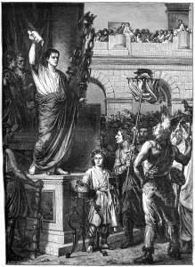 Images Dated 2009 May: Print of Augustus presenting the Gaulish Constitution