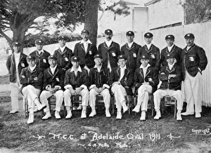 The Australian-touring English cricket team of 1911-1912.Artist: CA Petts The Australian-touring English cricket team of 1911-1912.Artist: CA Petts