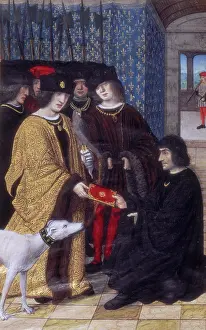 Print of The Author Presenting His Work to Charles VIII