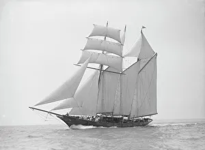 The auxiliary schooner La Cigale sailing close-hauled, 1913. Creator: Kirk & Sons of Cowes The auxiliary schooner La Cigale sailing close-hauled, 1913. Creator: Kirk & Sons of Cowes