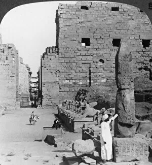 Amon Collection: Avenue of sacred images after excavation, Karnak, Thebes, Egypt, c1900