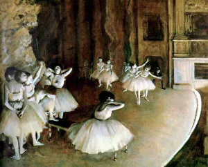 Ballet Rehearsal on Stage, 1874. Artist: Edgar Degas Ballet Rehearsal on Stage, 1874. Artist: Edgar Degas