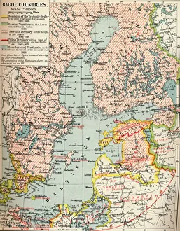 Antique Cartography Maps Prints: Baltic Countries, c1907, (1907)