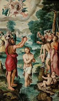 Jesus Christ Baptism Prints: The Baptism of Christ (Triptych)