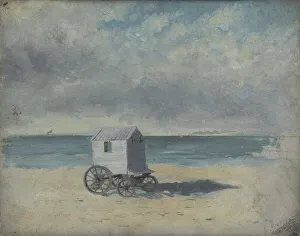Oil On Cardboard Art Prints: Bathing Hut on the Beach, 1876. Creator: James Ensor