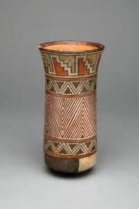 Ancient Peruvian Art Prints: Beaker with Geometric Textile Pattern, 180 B. C. / A. D. 500. Creator: Unknown