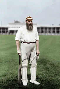 WG Grace Playing for London County Cricket Club, c1899 Print