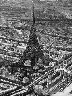 France Collection: Bird s-eye view of the Eiffel Tower at the time of the opening of the Paris Exposition of 1889