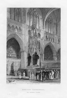 The Bishops Throne, Exeter Cathedral Print, c1836-c1842