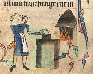 British Library Images Prints: Blacksmith, 1320-1330. Creator: Unknown