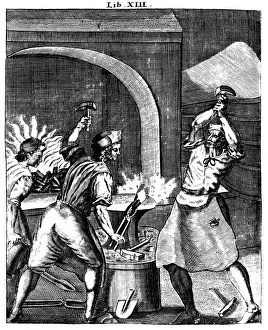 Blacksmiths at work, 1715 Print