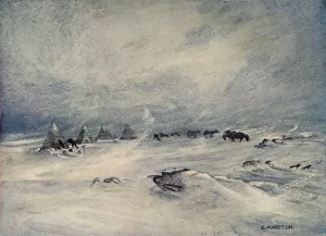 Antarctic Expedition Prints: A Blizzard on the Barrier, c1908, (1909). Artist: George Marston