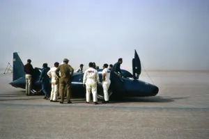 Donald Campbell Prints: Bluebird CN7, Donald Campbell and Support Crew Print, 1964