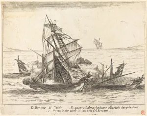 Boarding of the Bertone, 1617. Creator: Jacques Callot Boarding of the Bertone, 1617. Creator: Jacques Callot