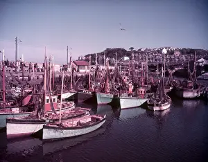 British Coastal Scene Prints: Boats in Brixham Harbour, Devon, c1955. Creator: Arthur Charles Kirby Ware