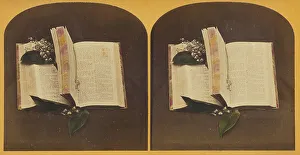 Book Print with Two Open Pages and Markers, circa 1870-1880