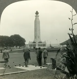 Plymouth Bowling Green and War Memorial Print, England