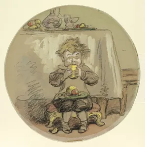 Boy Eating Fruit Print, n.d