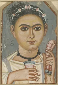 Boy with a Floral Garland in His Hair, ca 200-230. Artist: Fayum mummy portraits Boy with a Floral Garland in His Hair, ca 200-230. Artist: Fayum mummy portraits