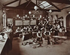Boys making shoes at the Anerley Residential School for Elder Deaf Boys, Penge, 1908 Boys making shoes at the Anerley Residential School for Elder Deaf Boys, Penge, 1908