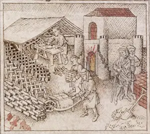 Black And White Dutch Art Prints: A brickyard, c1300-c1340. Creator: Unknown