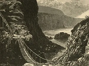 Victorian Era Engravings Prints: The Bridge, Carrick-A-Rede, 1898. Creator: Unknown
