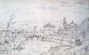 Bridge over the River and Santa Giustina, c1740-1780. Artist: Bernardo Bellotto Bridge over the River and Santa Giustina, c1740-1780. Artist: Bernardo Bellotto